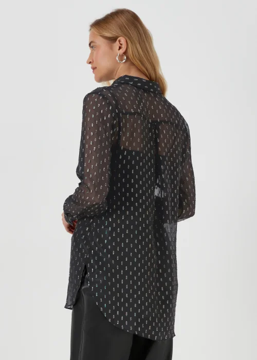 Black Glitter Longline Blouse - 8 Image 2