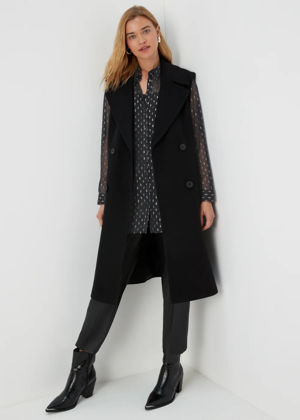 Black Glitter Longline Blouse - 8 Image 4