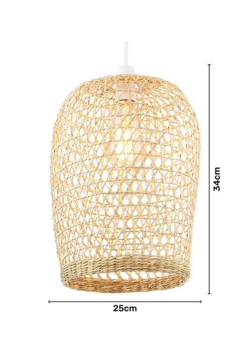 BHS Woven Natural Rattan Easy Fit Shade (34cm x 25cm x 25cm) - One Size Image 6