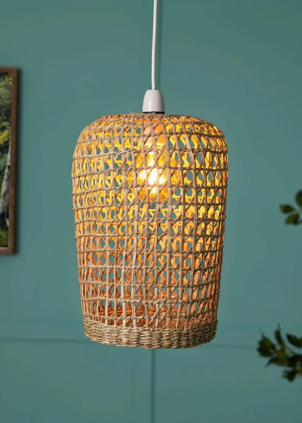 BHS Woven Natural Rattan Easy Fit Shade (34cm x 25cm x 25cm) - One Size Image 1