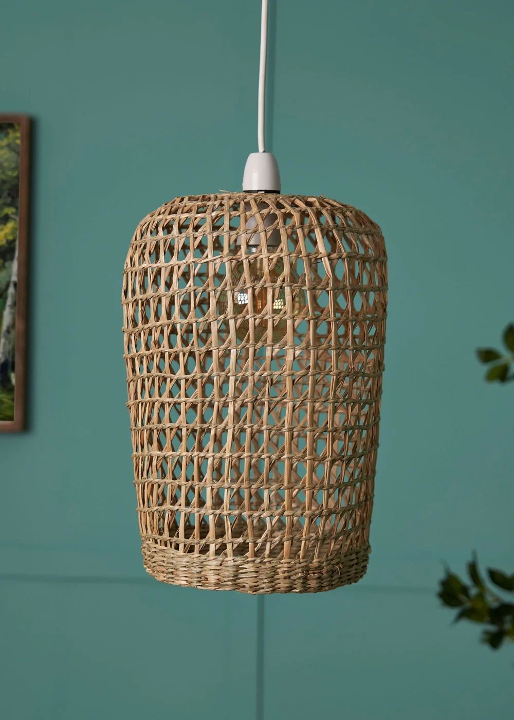 BHS Woven Natural Rattan Easy Fit Shade (34cm x 25cm x 25cm) - One Size Image 2