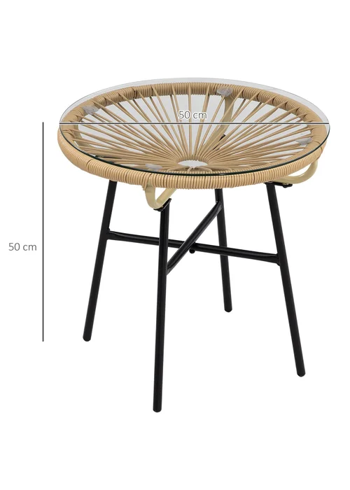 Outsunny Rattan Side Table - One Size Image 3