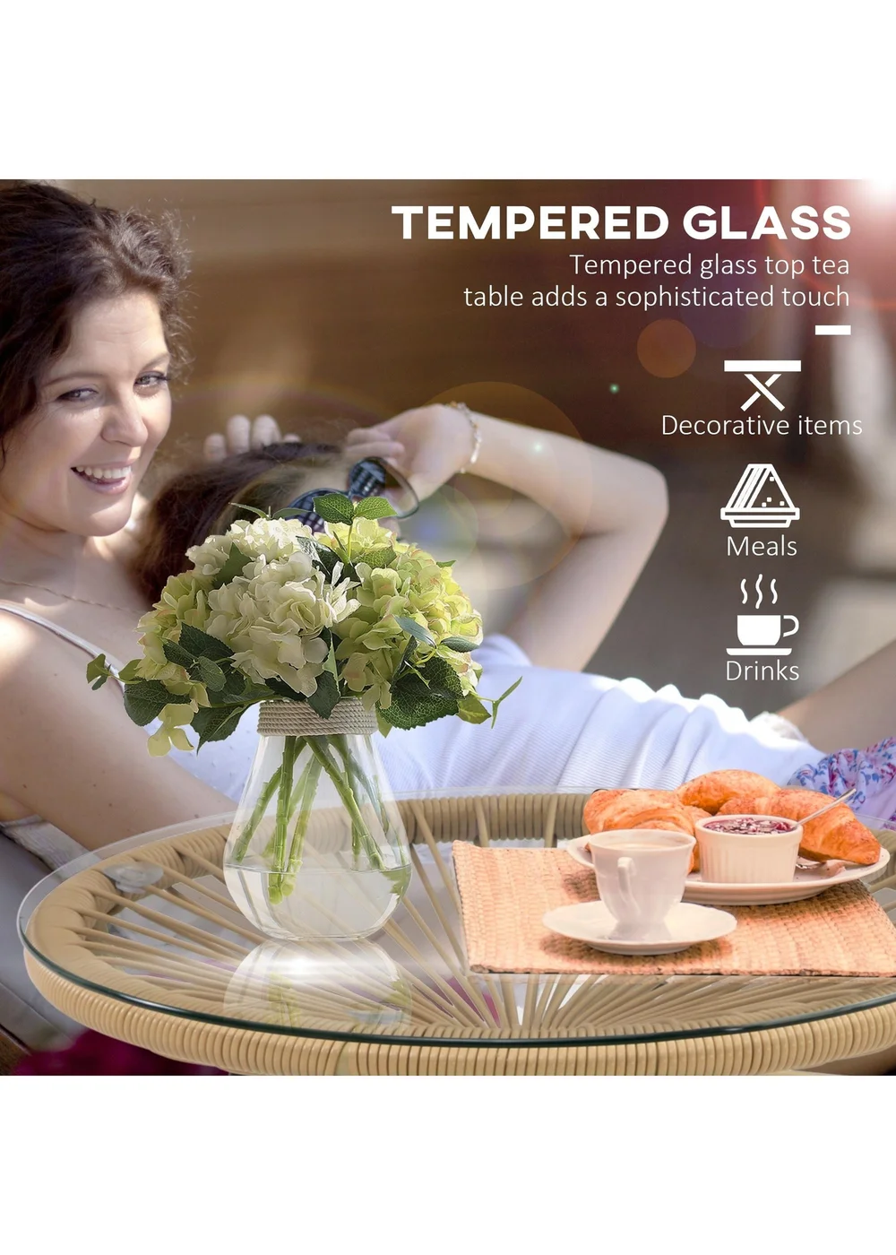 Outsunny Rattan Side Table - One Size Image 4