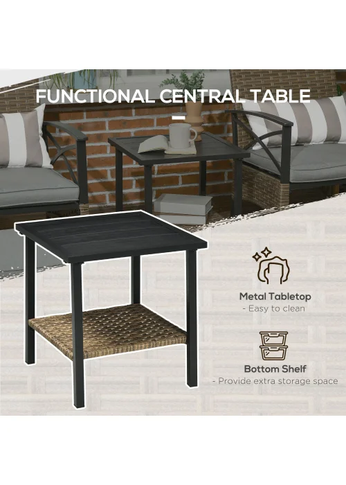 Outsunny 5 piece Rattan Garden Furniture Set with Chair, Footstool and Table, Grey - No Size Image 5