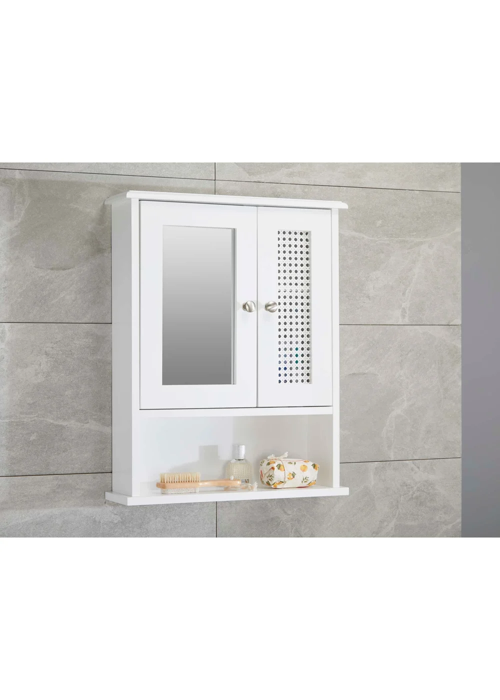 Lloyd Pascal Raffia Double Door Wall Cabinet White - One Size Image 1