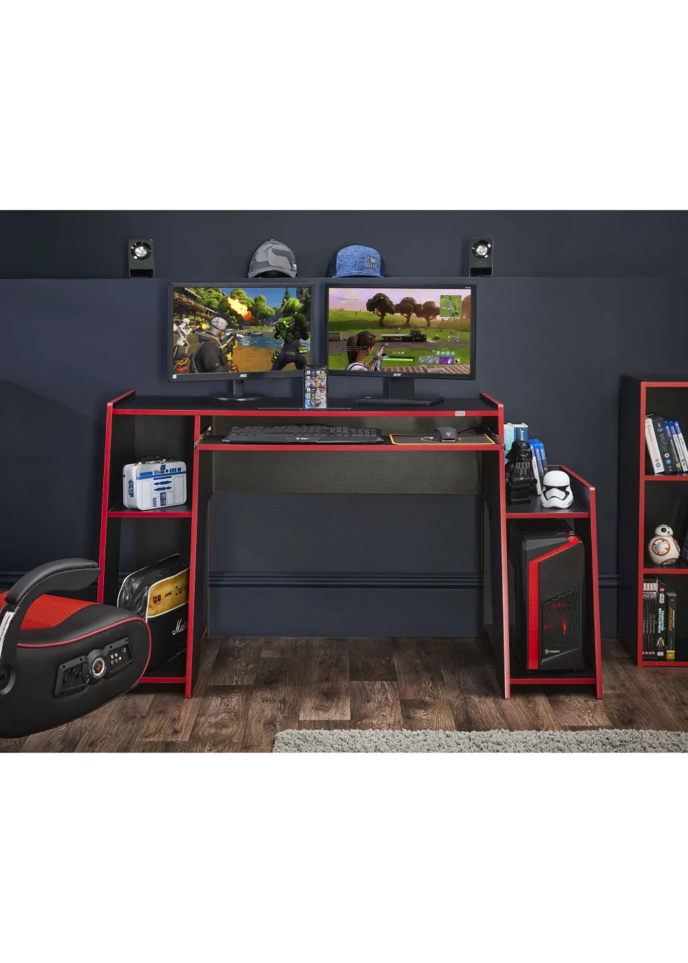 Lloyd Pascal Holywell Gaming Desk in Black and Red - One Size Image 2