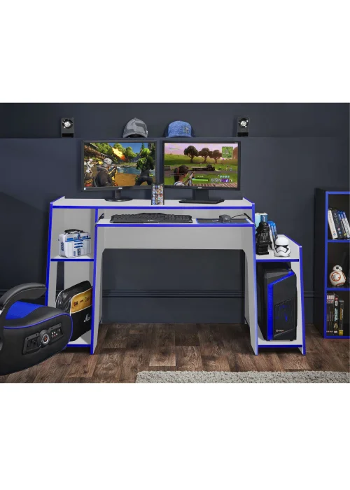 Lloyd Pascal Holywell Gaming Desk in White and Blue - One Size Image 2