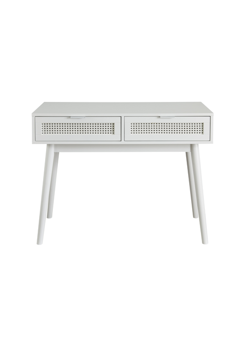 Lloyd Pascal Raffia Desk with 2 Drawers White - One Size Image 1