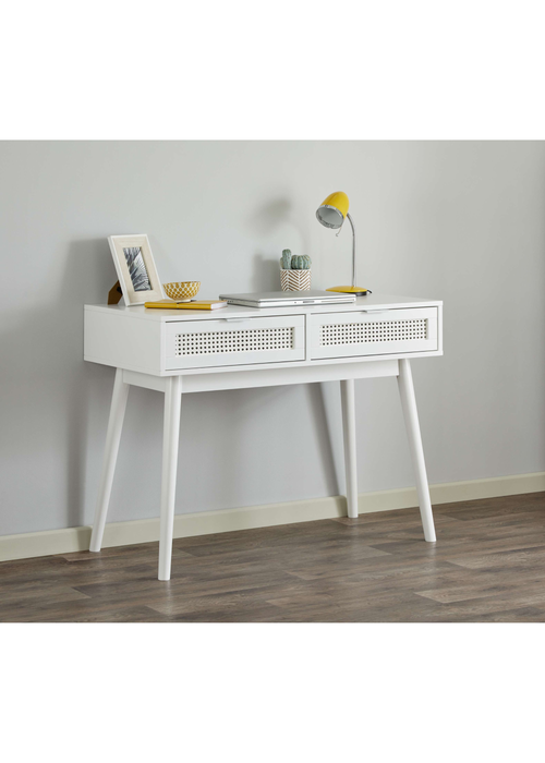 Lloyd Pascal Raffia Desk with 2 Drawers White - One Size Image 4