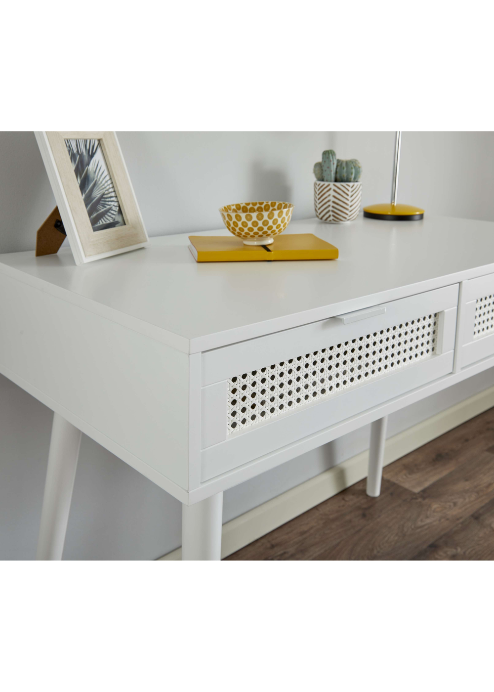 Lloyd Pascal Raffia Desk with 2 Drawers White - One Size Image 3