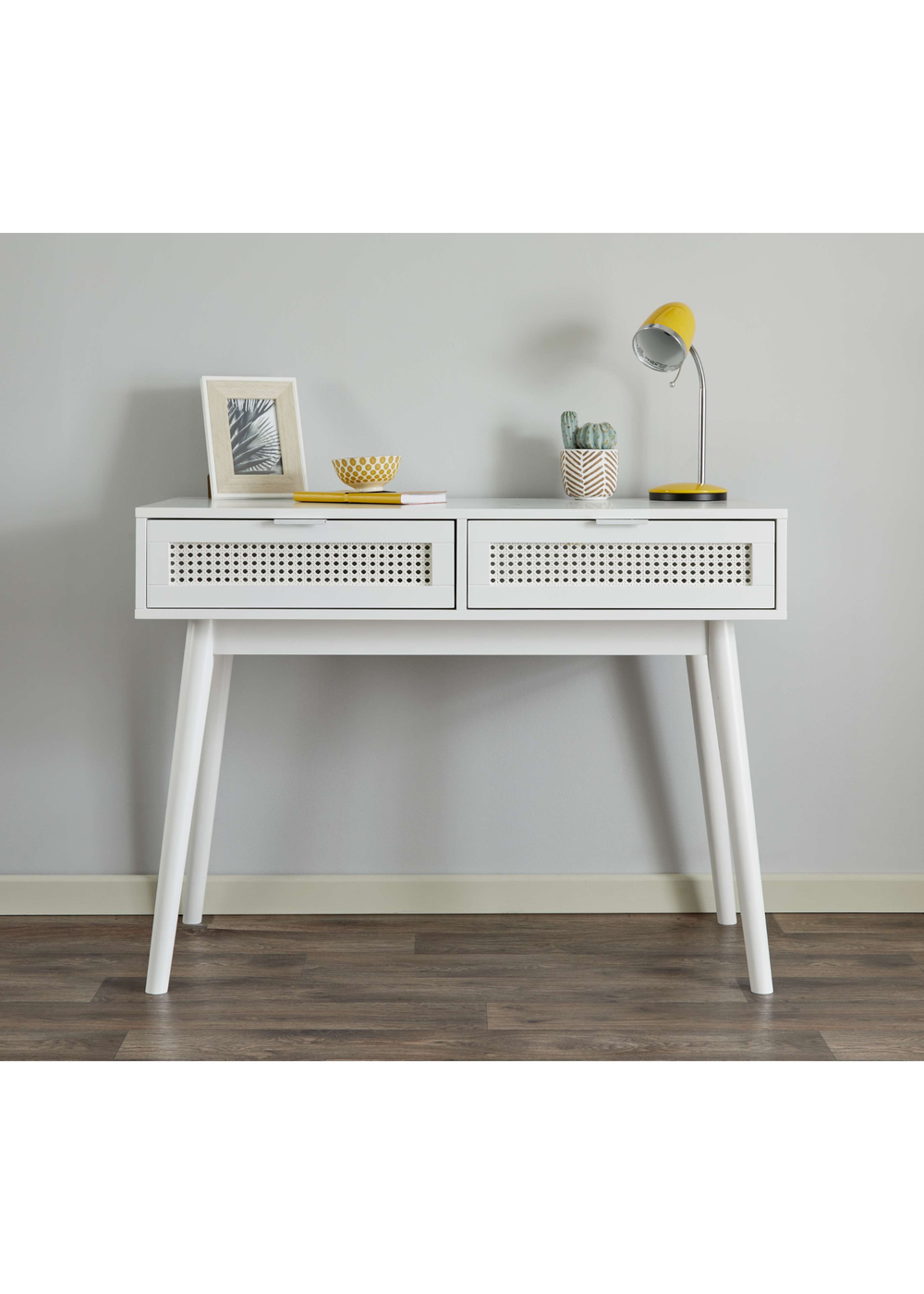 Lloyd Pascal Raffia Desk with 2 Drawers White - One Size Image 5