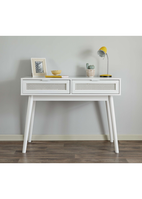 Lloyd Pascal Raffia Desk with 2 Drawers White - One Size Image 5