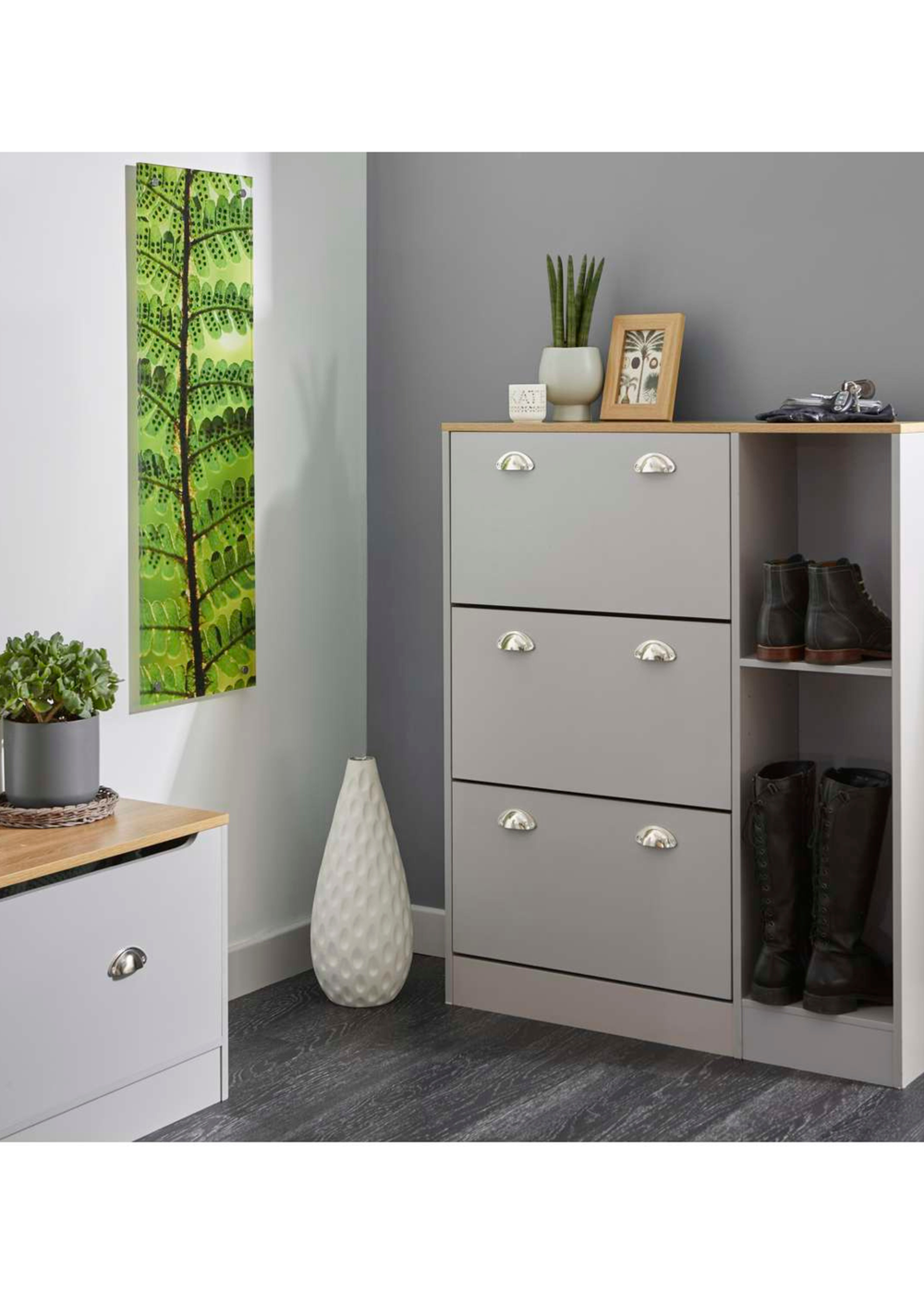 Lloyd Pascal Linwood Shoe Cabinet Grey - One Size Image 4