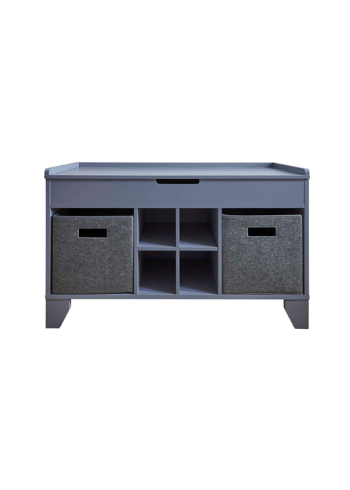 Lloyd Pascal Moor Hallway Storage Ottoman Grey with 2 x Felt Baskets - One Size Image 1
