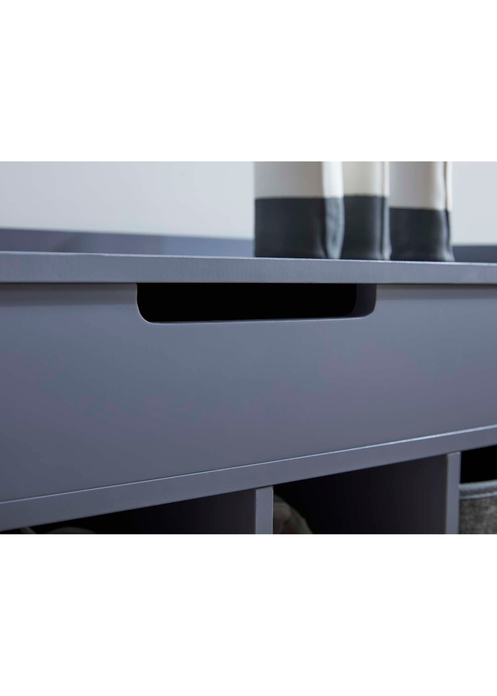 Lloyd Pascal Moor Hallway Storage Ottoman Grey with 2 x Felt Baskets - One Size Image 3