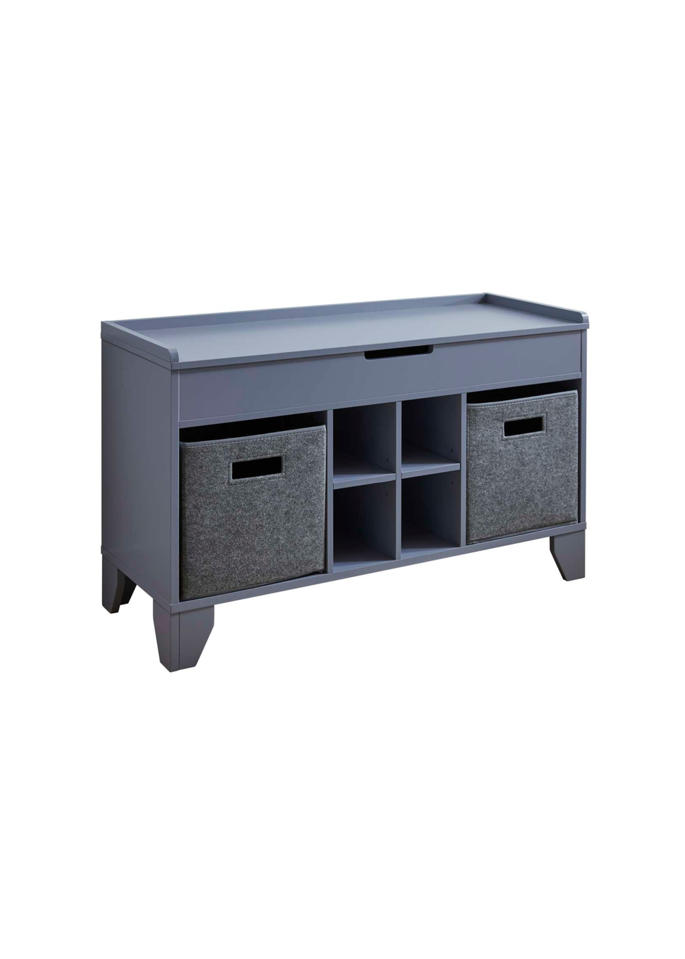 Lloyd Pascal Moor Hallway Storage Ottoman Grey with 2 x Felt Baskets - One Size Image 2