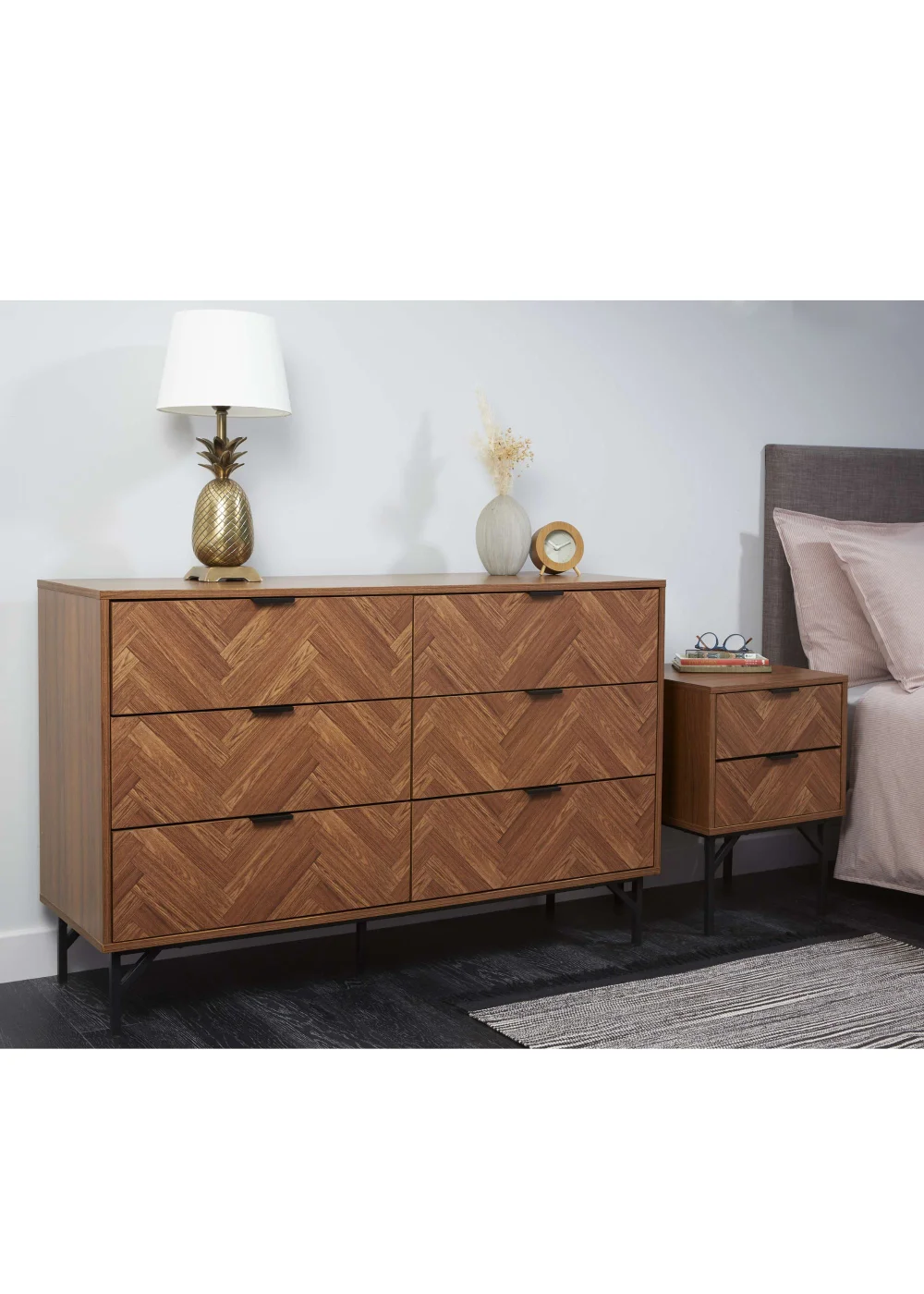 Lloyd Pascal Caprio 6 Drawer Chest with Metal Legs (78cm x 120cm x 40cm) - One Size Image 2