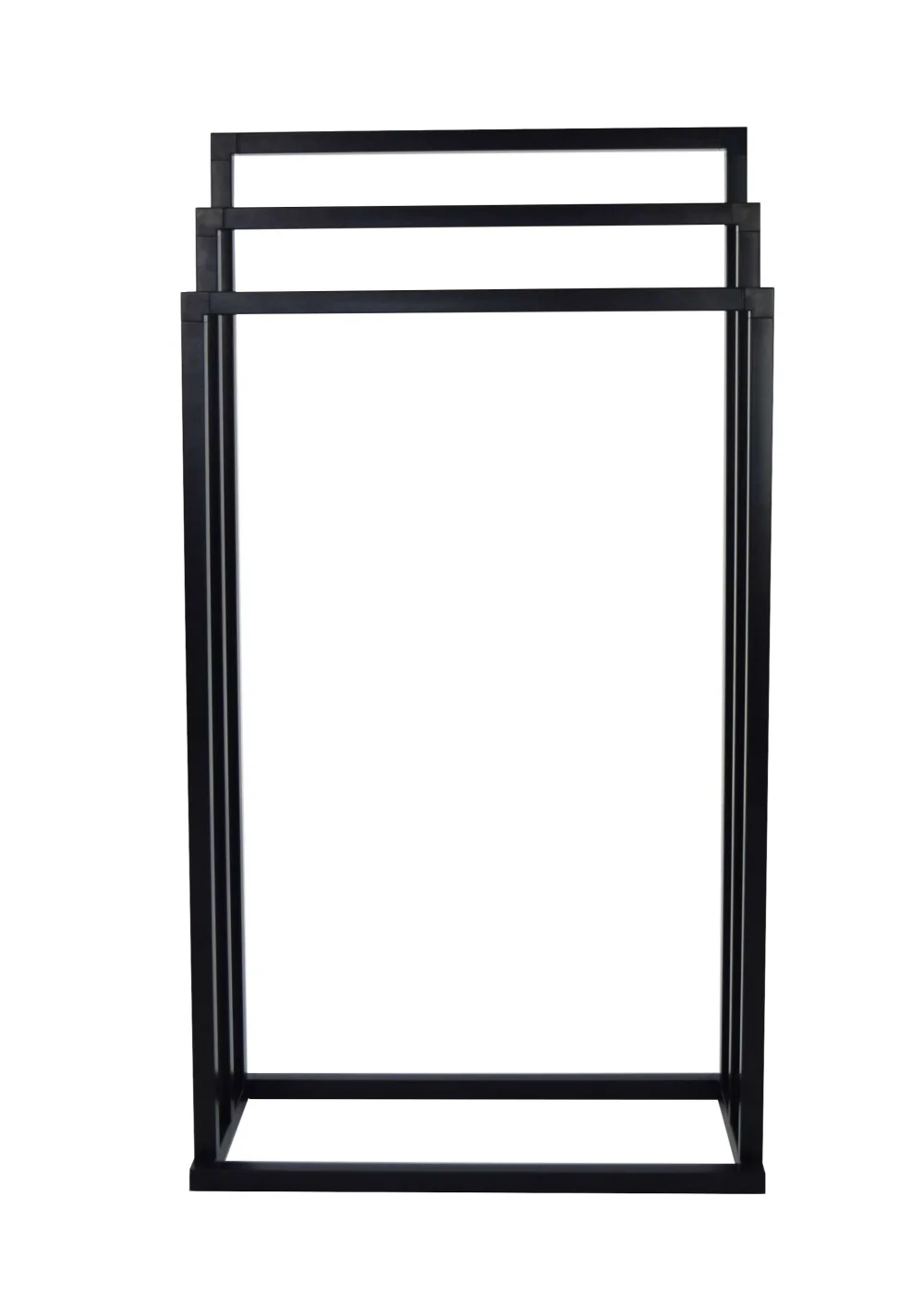 Lloyd Pascal 3-Rail Square Tube Towel Stand with Rectangular Base Black - One Size Image 1