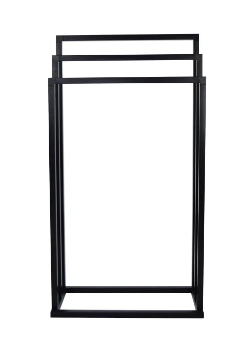 Lloyd Pascal 3-Rail Square Tube Towel Stand with Rectangular Base Black - One Size Image 1
