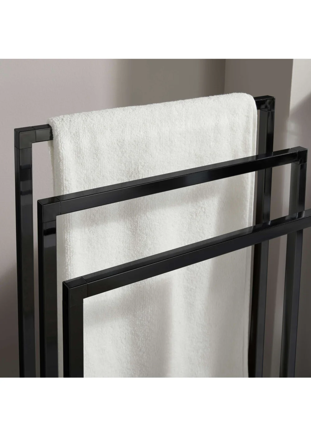 Lloyd Pascal 3-Rail Square Tube Towel Stand with Rectangular Base Black - One Size Image 3