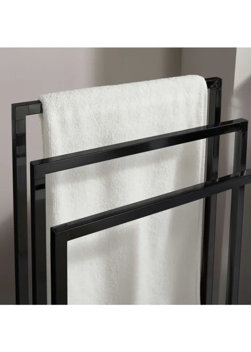 Lloyd Pascal 3-Rail Square Tube Towel Stand with Rectangular Base Black - One Size Image 3