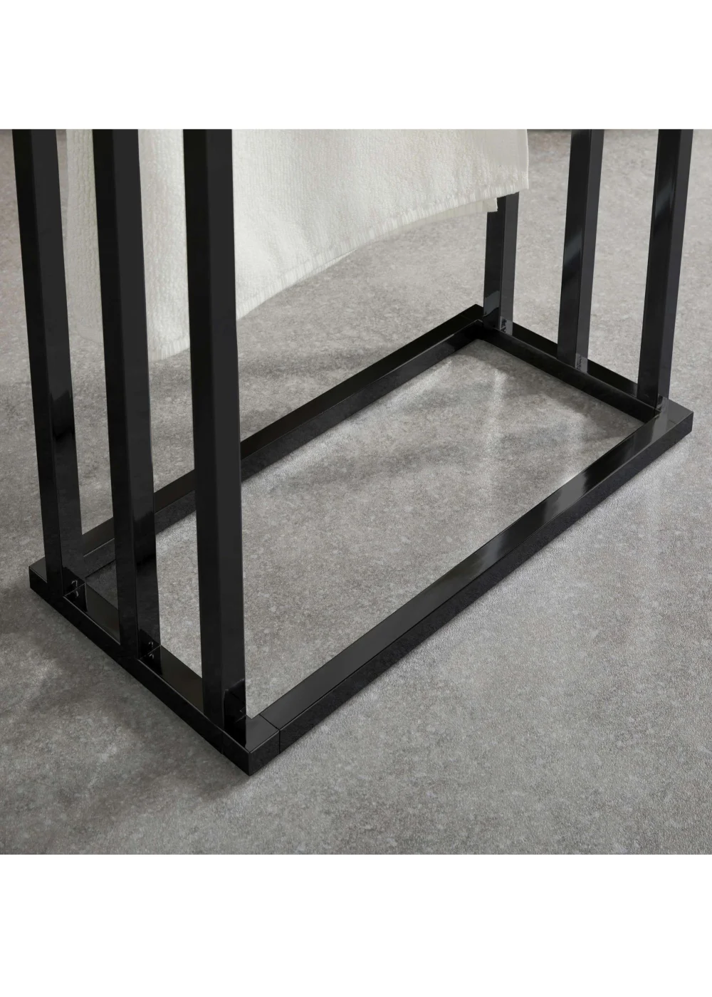 Lloyd Pascal 3-Rail Square Tube Towel Stand with Rectangular Base Black - One Size Image 4
