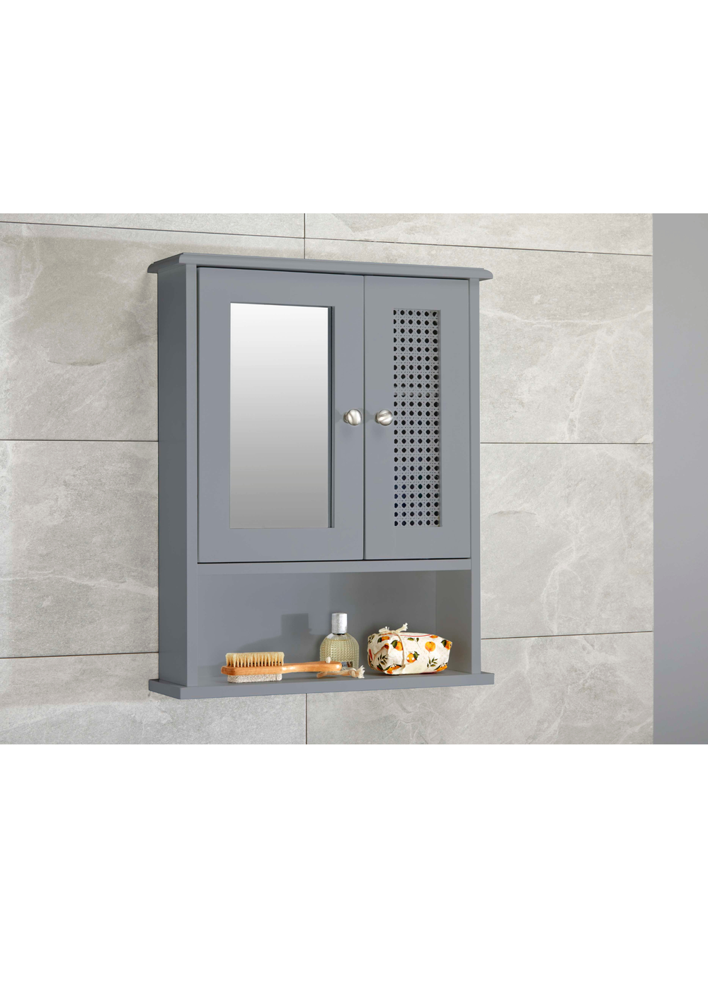Lloyd Pascal Raffia Double Door Wall Cabinet Grey - One Size Image 3
