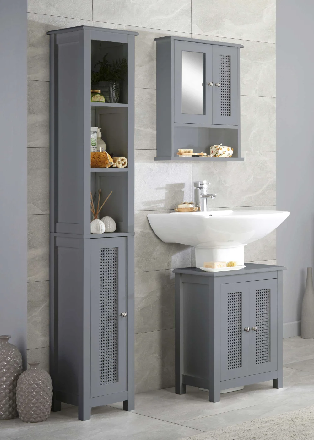 Lloyd Pascal Raffia Tallboy Grey - One Size Image 4