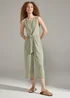 Khaki Tie Waist Ribbed Jumpsuit - 8 Image 1