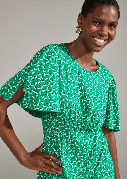 Green Flower Print Mini Dress - 8 Image 3