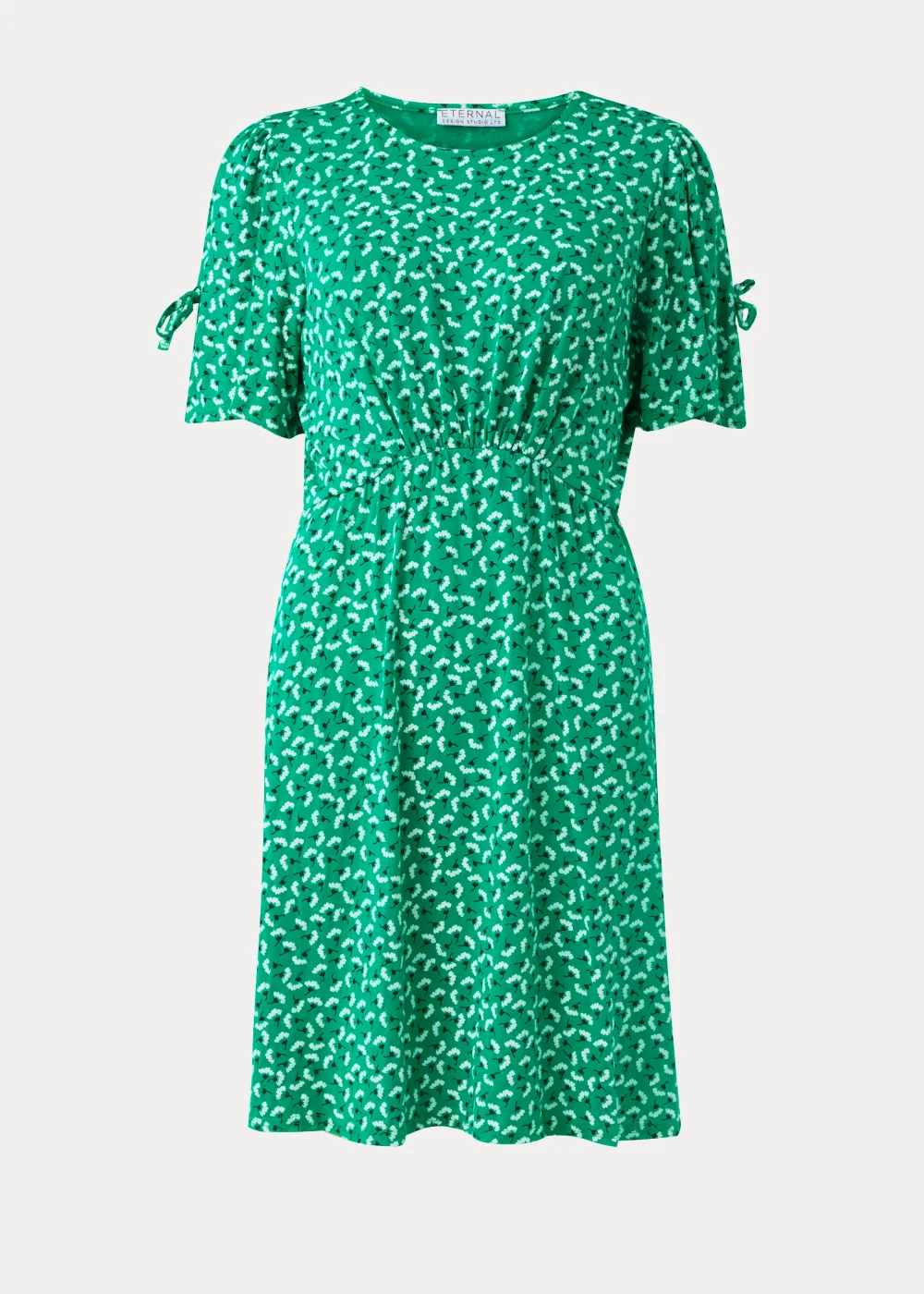 Green Flower Print Mini Dress - 8 Image 5