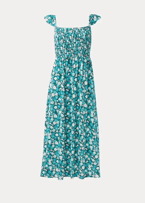 Turquoise Ditsy Floral Print Shirred Cami Dress - 8 Image 5