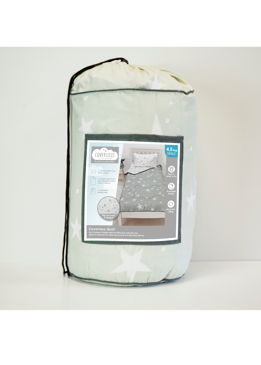 Rest Easy Sleep Better Grey Stars Coverless Duvet (10.5 Tog) - Single Image 5