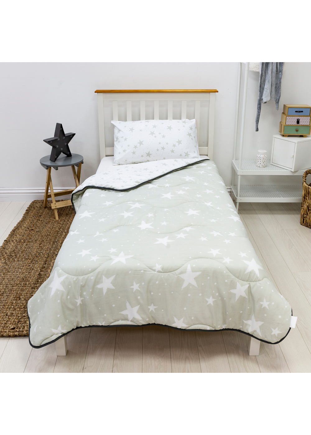 Rest Easy Sleep Better Grey Stars Coverless Duvet (10.5 Tog) - Single Image 1