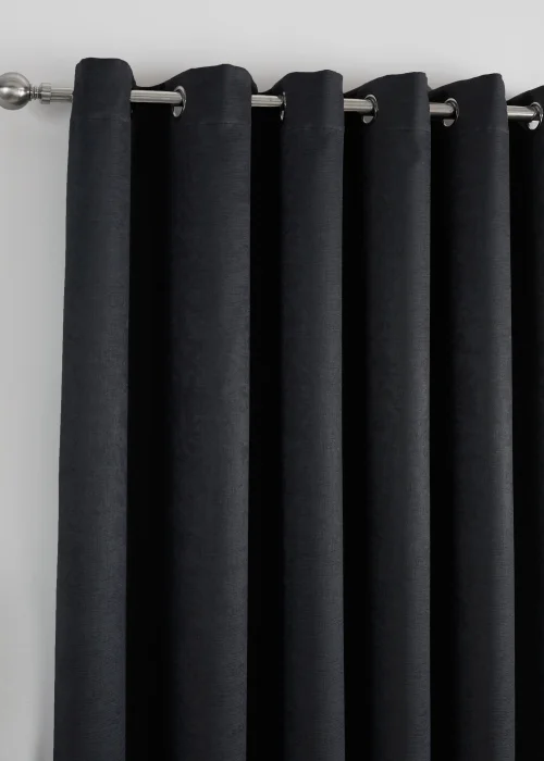 Fusion Strata Dimout Black Eyelet Curtains - 46W X 54D (116x137cm) Image 3