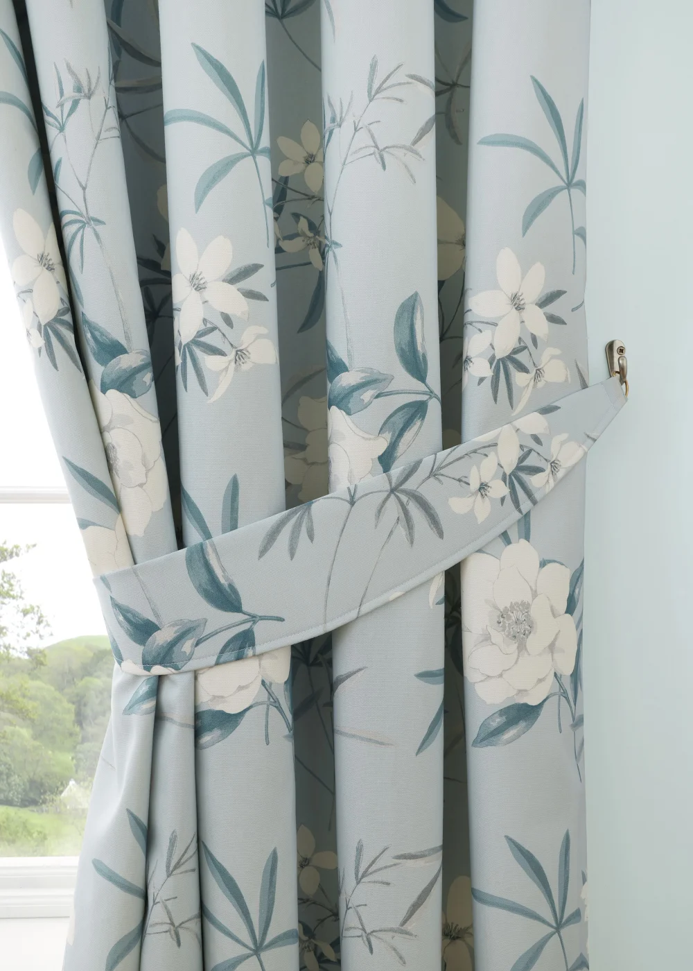 Dreams & Drapes Eve Blue Pencil Pleat Curtains With Tie-Backs - 46W X 54D (116x137cm) Image 4