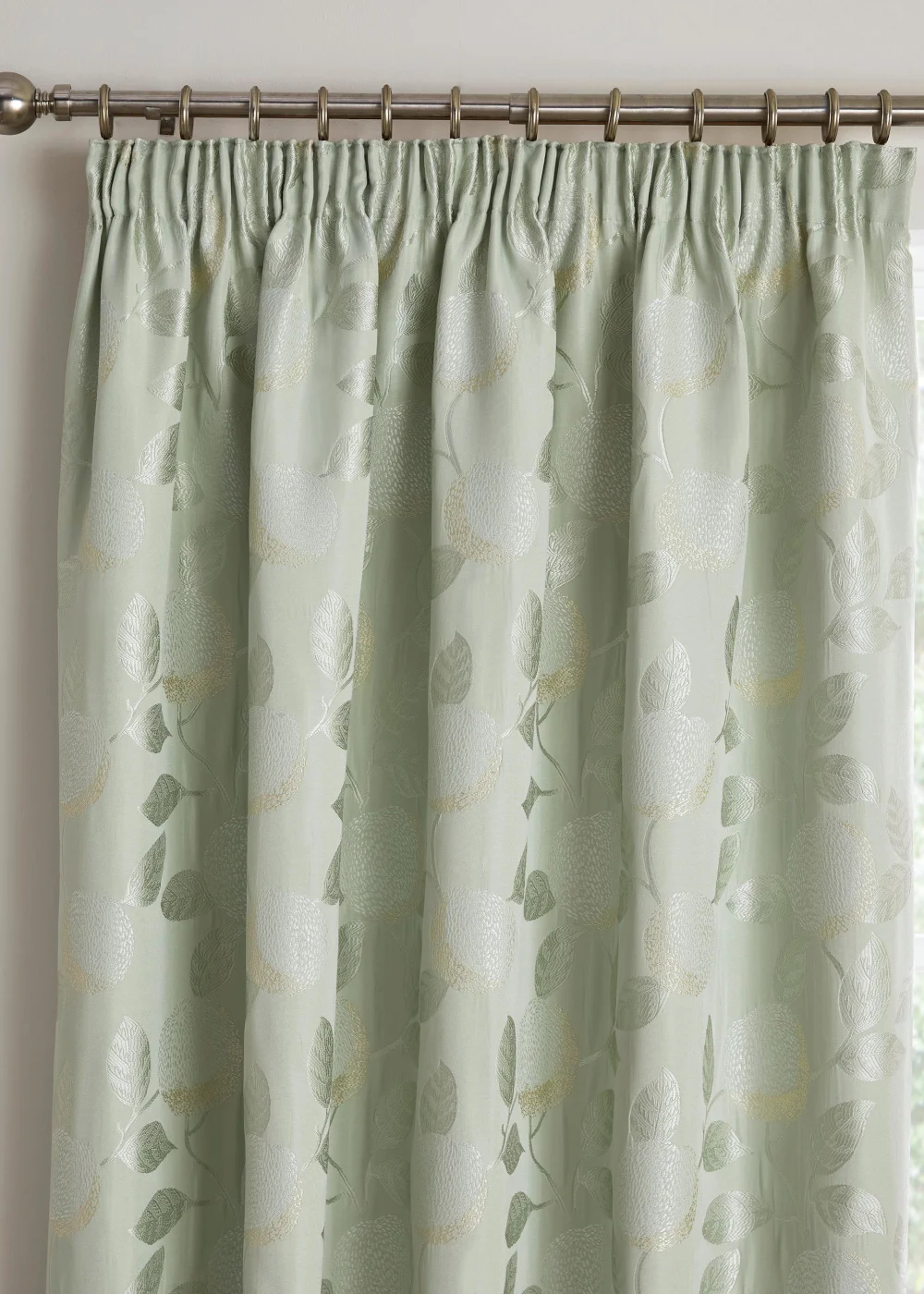Curtina Bramford Green Pencil Pleat Curtains - 46W X 54D (116x137cm) Image 2
