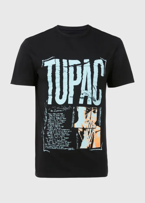 Black Tupac Print T-Shirt - S Image 5