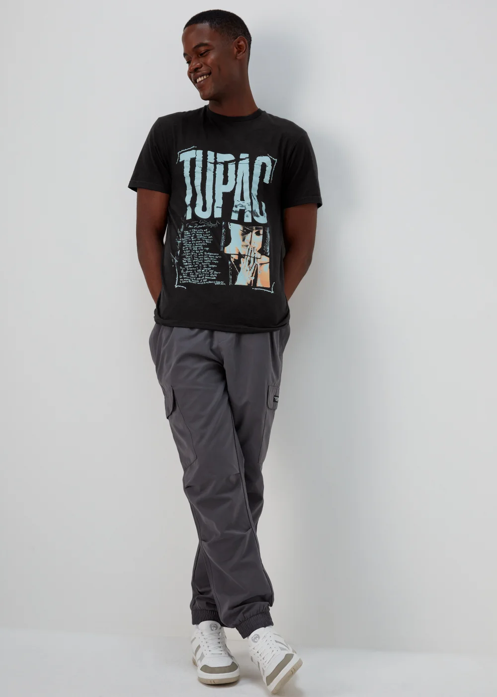 Black Tupac Print T-Shirt - S Image 4