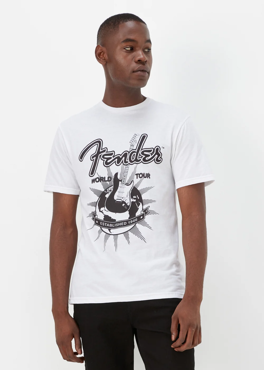 White Fender Print T-Shirt - S Image 5