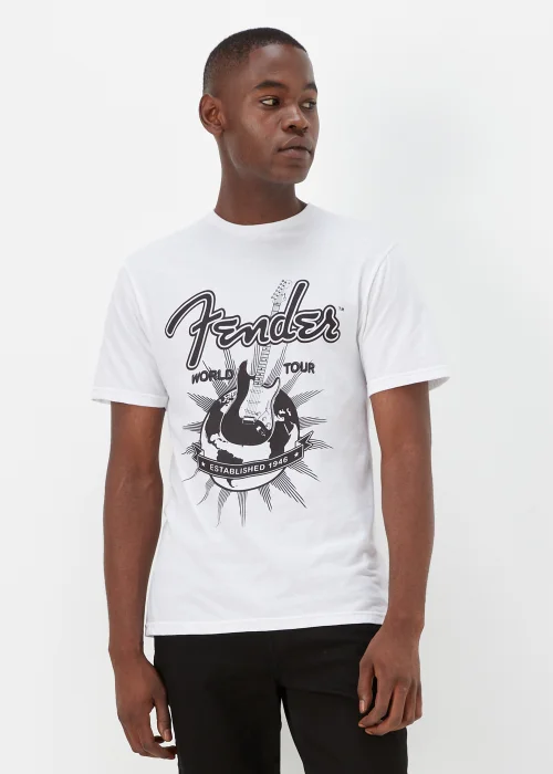 White Fender Print T-Shirt - S Image 5