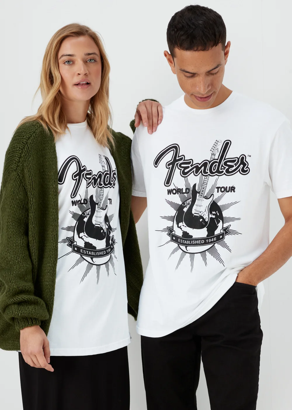 White Fender Print T-Shirt - S Image 3