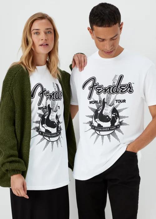 White Fender Print T-Shirt - S Image 3