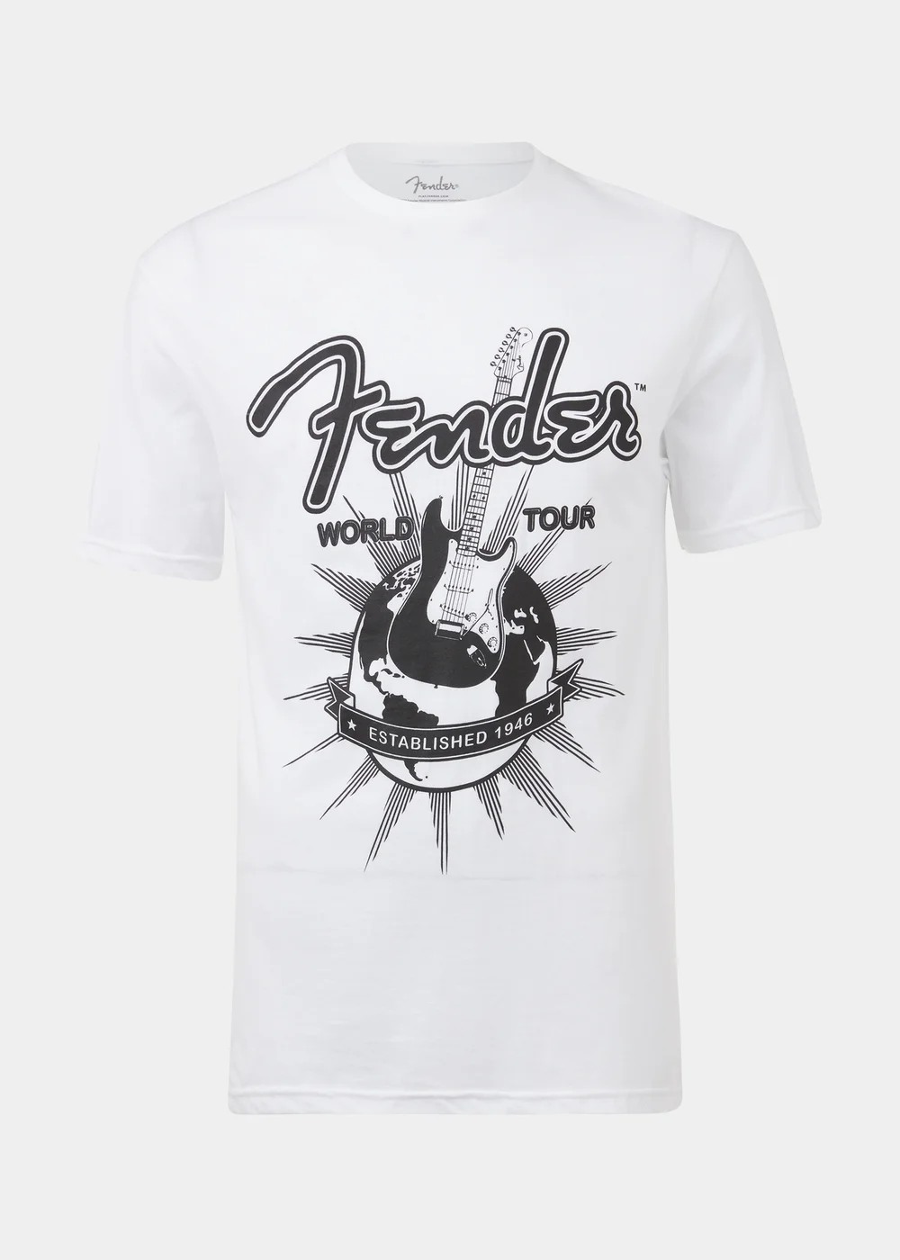 White Fender Print T-Shirt - S Image 8