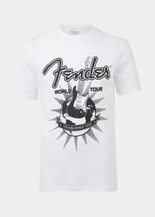 White Fender Print T-Shirt - S Image 8