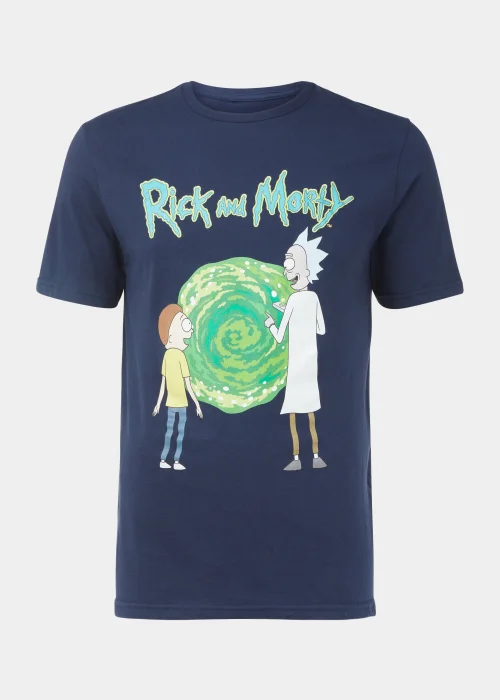 Navy Rick & Morty Print T-Shirt - Small Image 5