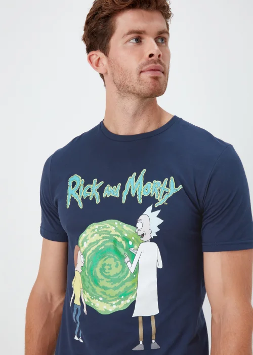 Navy Rick & Morty Print T-Shirt - Small Image 3