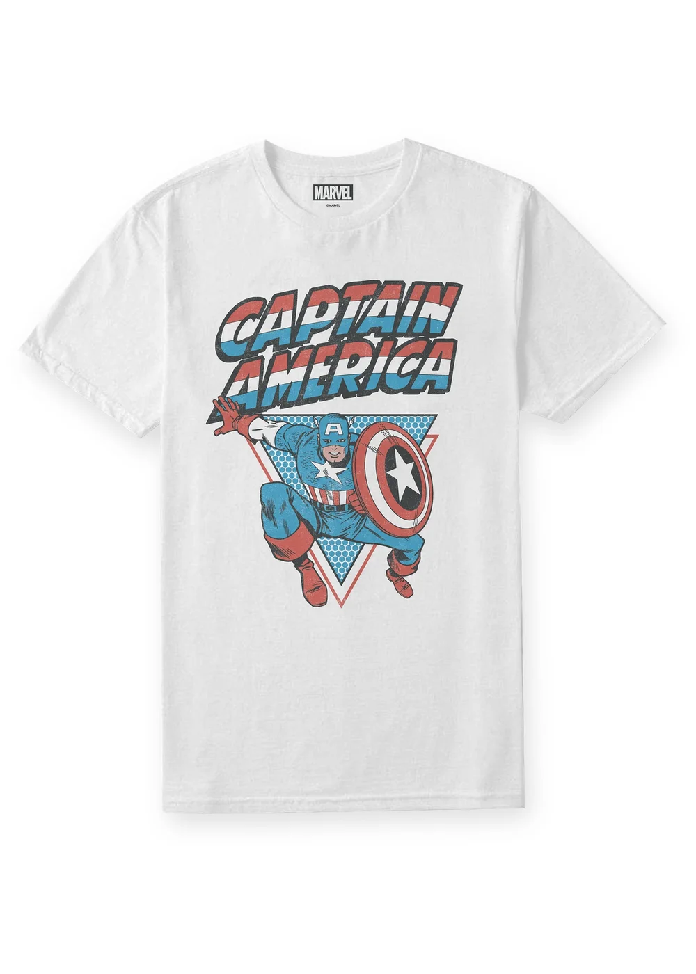 White Captain America Print T-Shirt - S Image 1