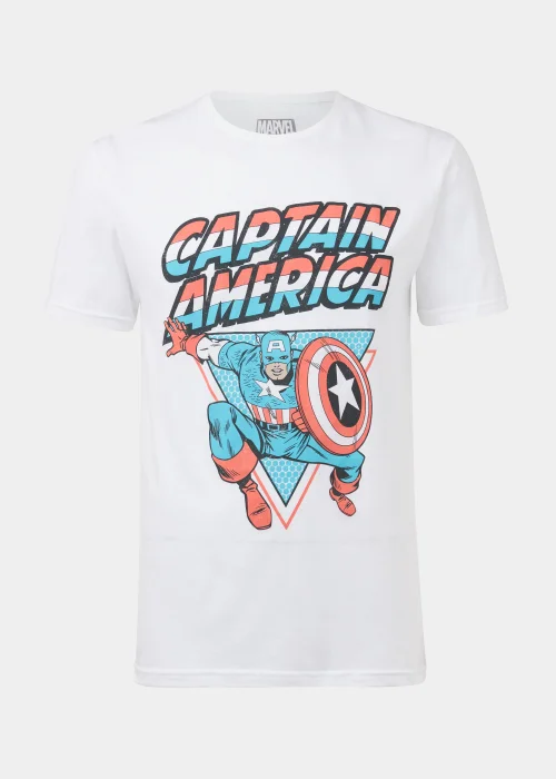 White Captain America Print T-Shirt - S Image 5