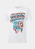 White Captain America Print T-Shirt - S Image 5